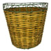Woven Wicker and Green Wire Waste Basket Country Farmhouse Trash Can Vtg 80s