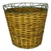 Woven Wicker and Green Wire Waste Basket Country Farmhouse Trash Can Vtg 80s