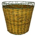 Woven Wicker and Green Wire Waste Basket Country Farmhouse Trash Can Vtg 80s