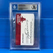 JERRY REINSDORF Signed Business Card Beckett BGS Slab Chicago Bulls Owner AUTO