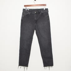 Gap Faded Black Girlfriend Mid Rise Frayed Hem Jeans Sz 30/10