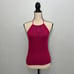pink knit beaded embroidered halter top
