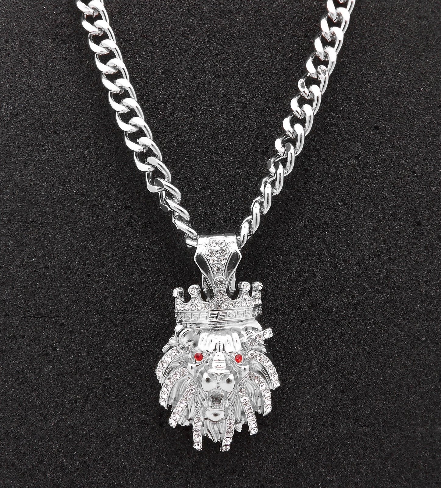 NEW ICED LION KING PENDANT &9mm 24” CUBAN CHAIN