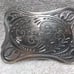 Silver Wide Flower Filigree Engraved Western Belt Buckle Great Vintage Condition