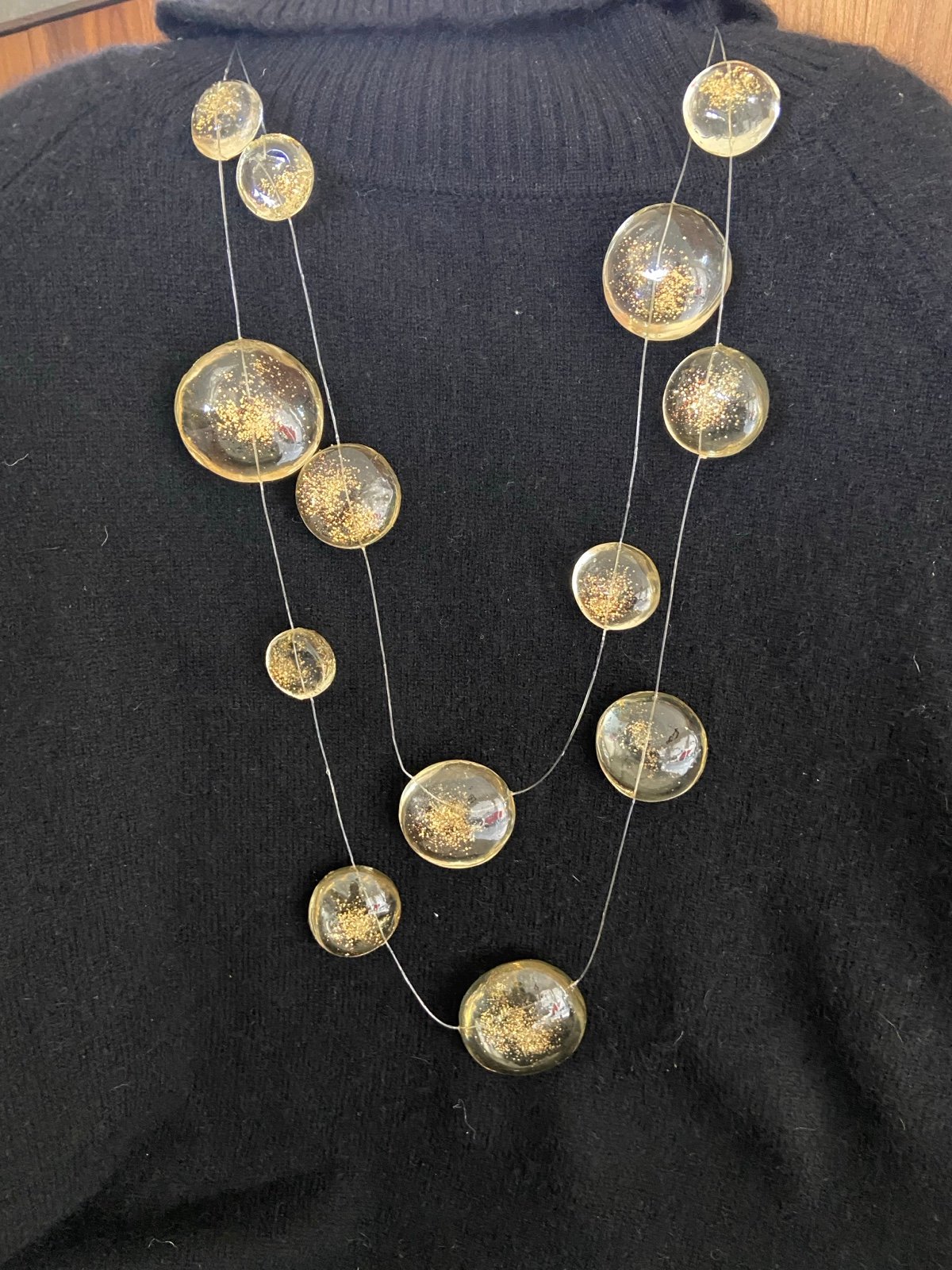 Marianne Olry French Designer Raindrop Water Drop Statement Necklace