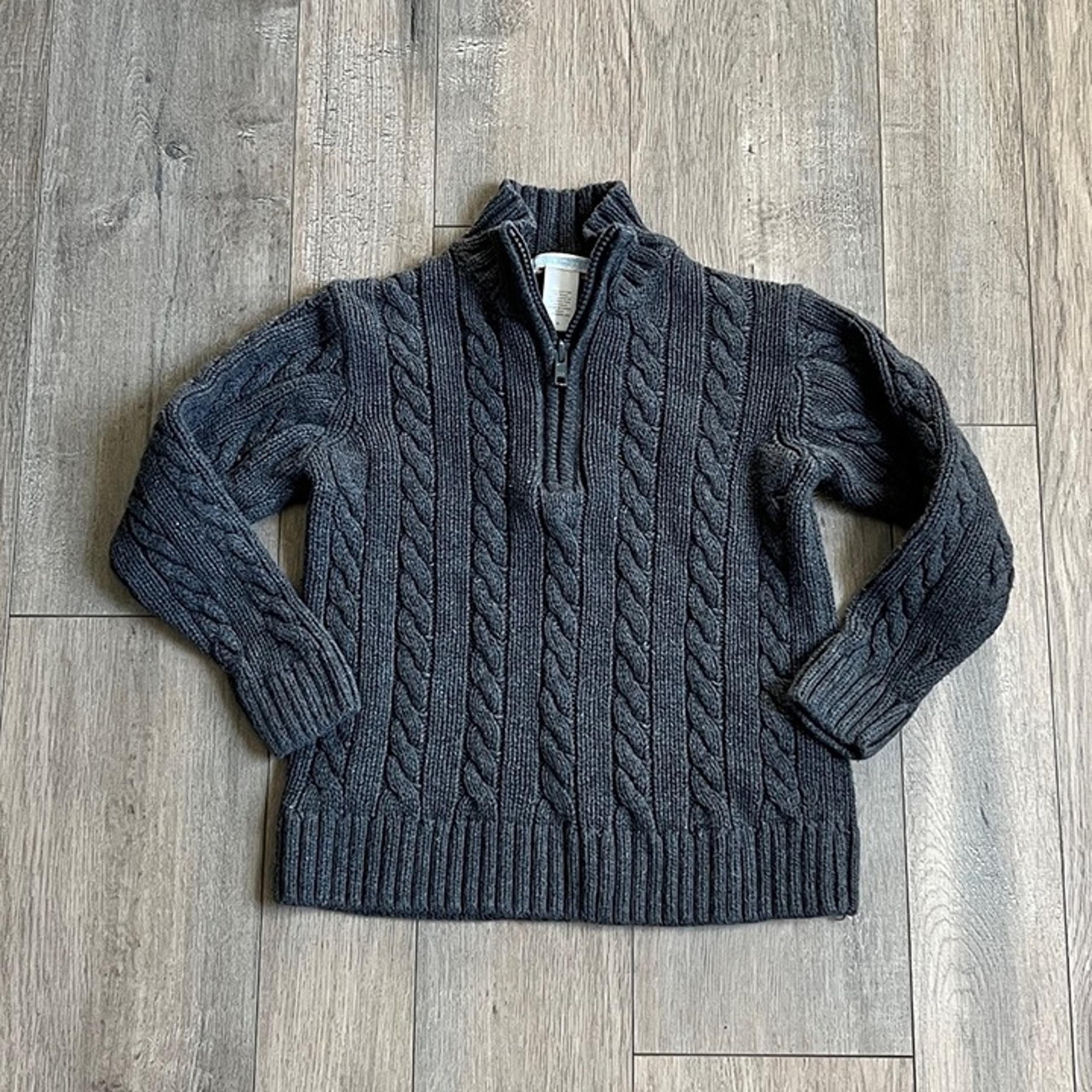 JANIE AND JACK Gray Quarter Zip Cotton Wool Blend Sweater Size 5