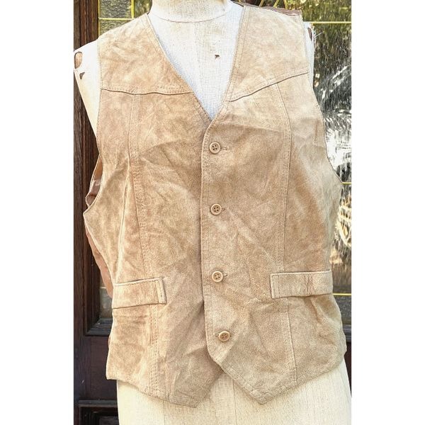 Wilsons Sueded & Leather Beige Gold Vest Sz L