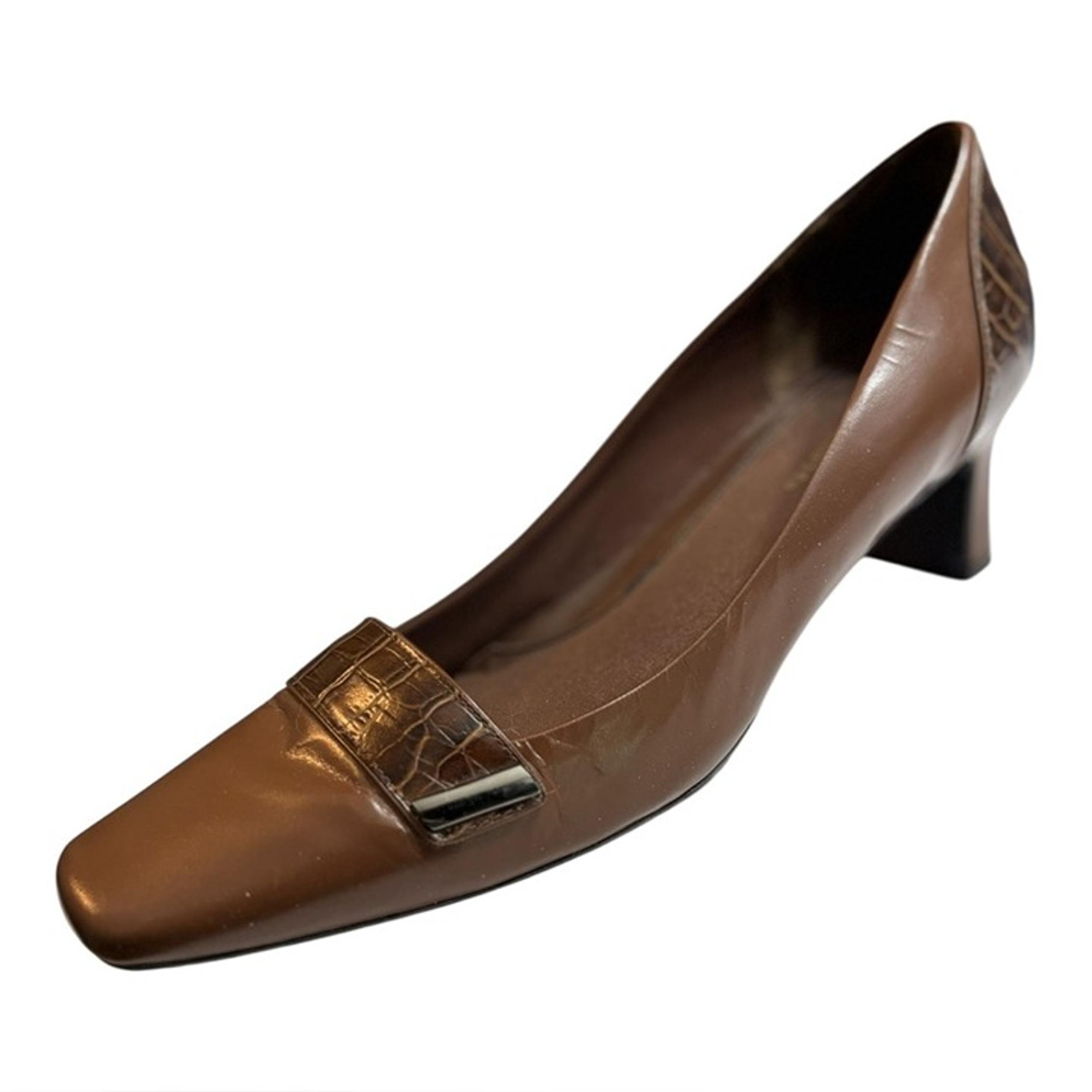 Easy Spirit Guests Brown Leather Pumps Size 7 N Square Toe Brown Leather Heels