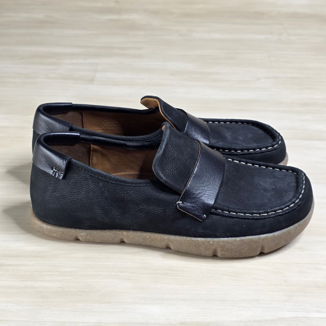 Kalso Dabb Earth Loafer Nubuck Black Leather Comfort Negative Heel Size 8