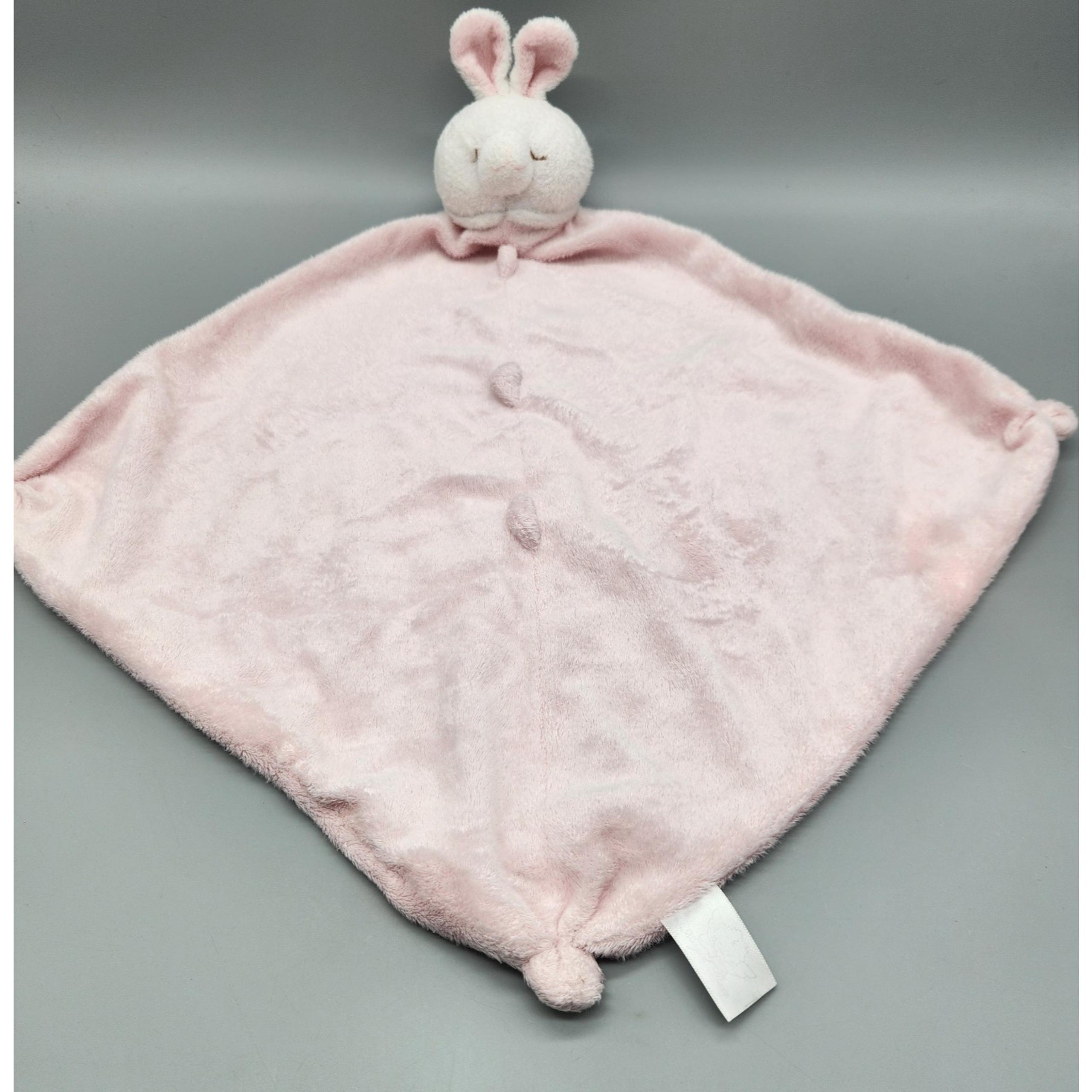 Angel Dear Pink Bunny Lovey Security Blanket Sleepy Eyes Plush White Baby Toy