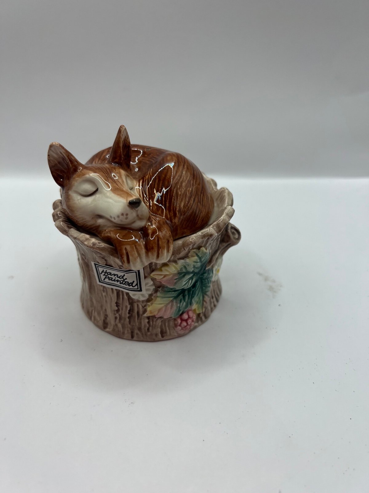 Vintage 1991 FITZ FLOYD Sleeping Fox Salt and Pepper Shakers