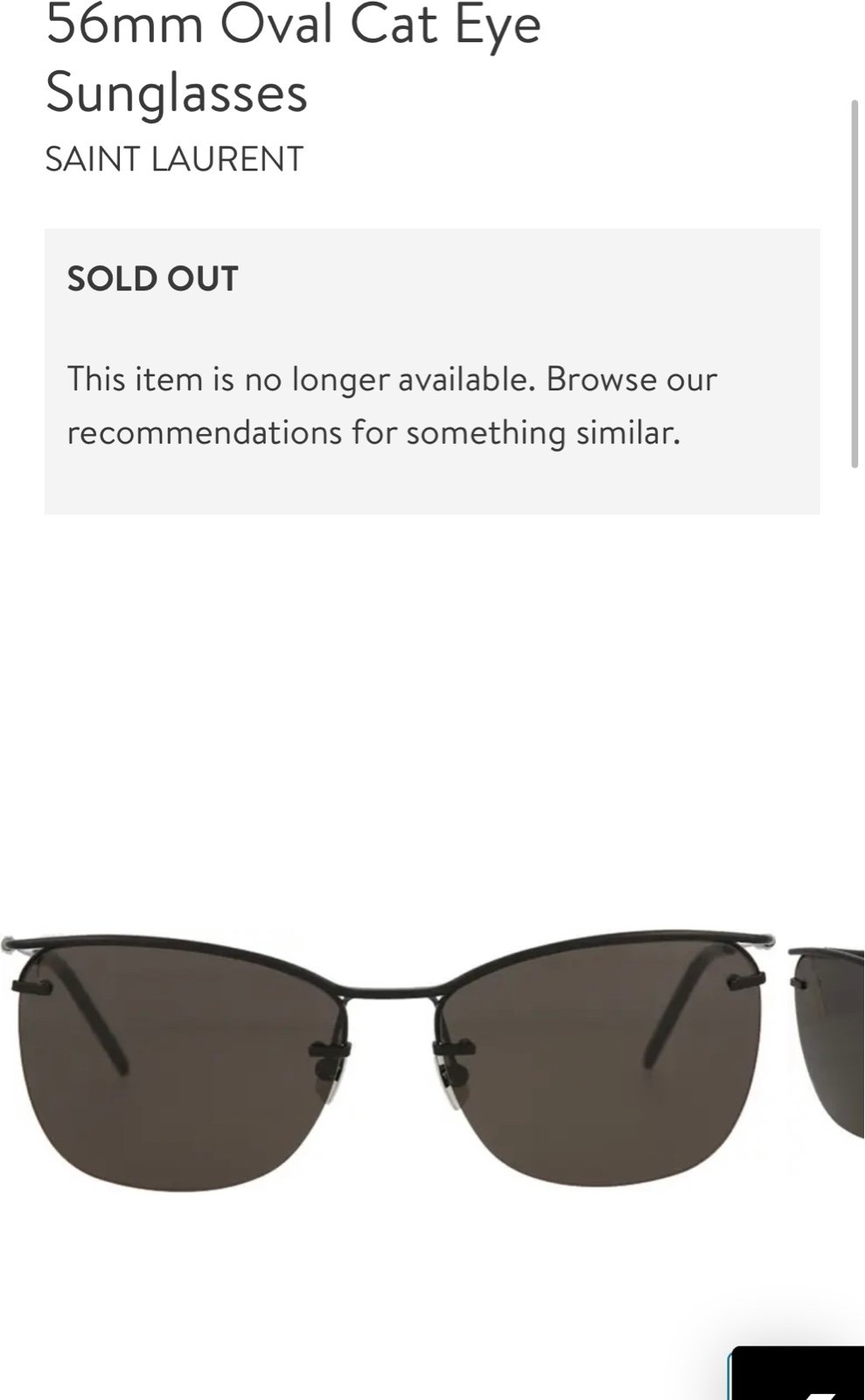 SAINT LAURENT 56mm Oval Cat Eye Sunglasses