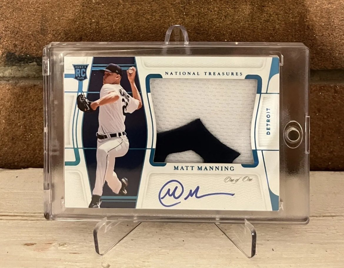 2022 PANINI NATIONAL TREASURES MATT MANNING 1/1 PATCH AUTO ROOKIE TIGERS