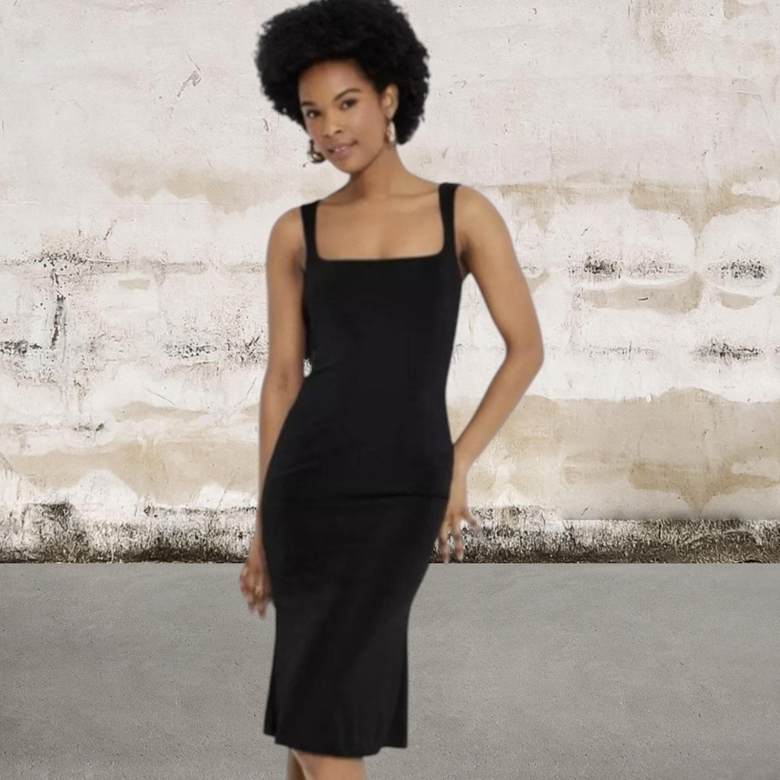 Wild Fable NWT Women's Black Square Neck Jersey Knit Slip Dress Size Medium
