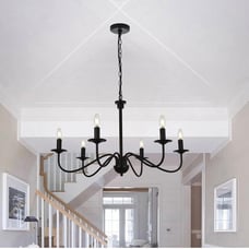 Black Modern Farmhouse 6-Light Candle Chandelier Light Lighting