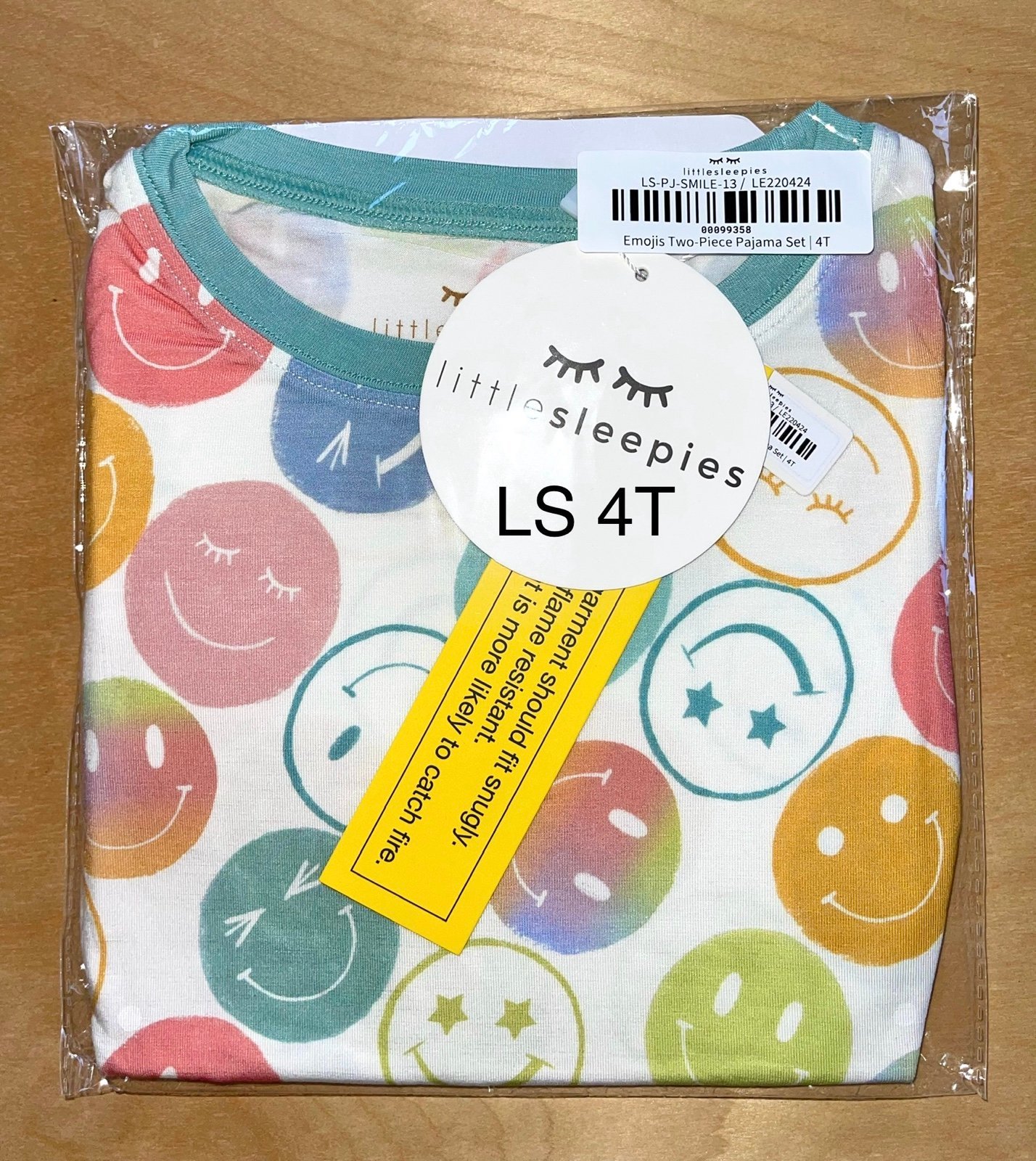 Little Sleepies Positive Vibes 2-piece Long Sleeve PJ Set (4T) - NIB
