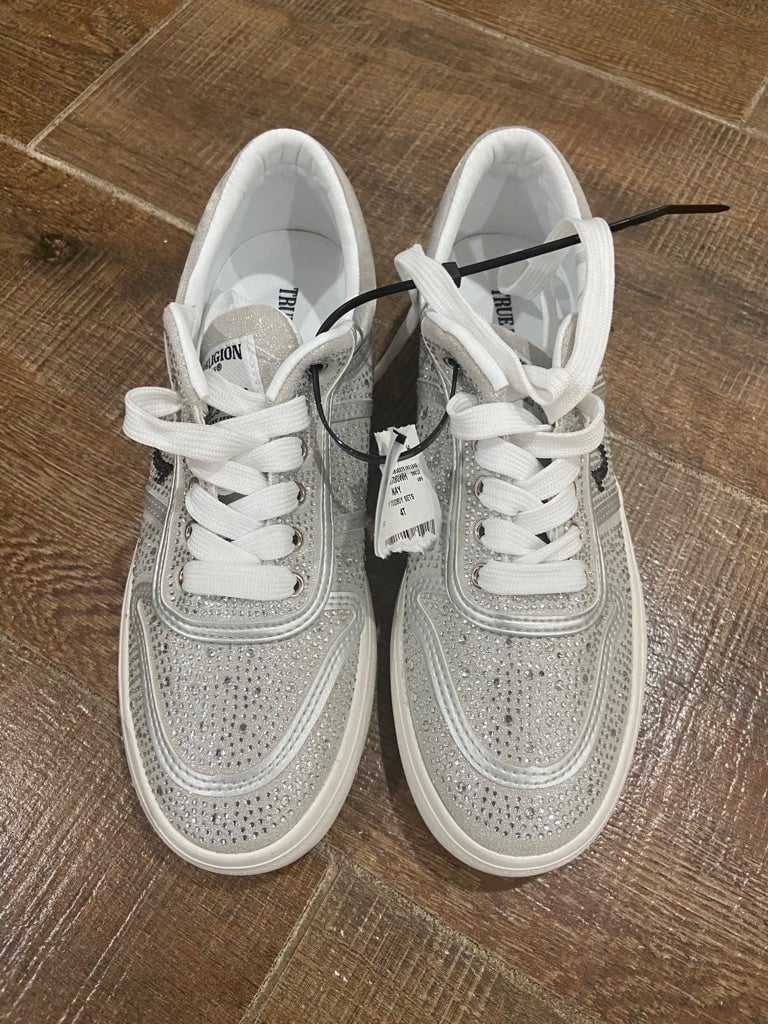 True religion women’s Esperanza white rhinestone embellished sneakers Sz 8 NWT
