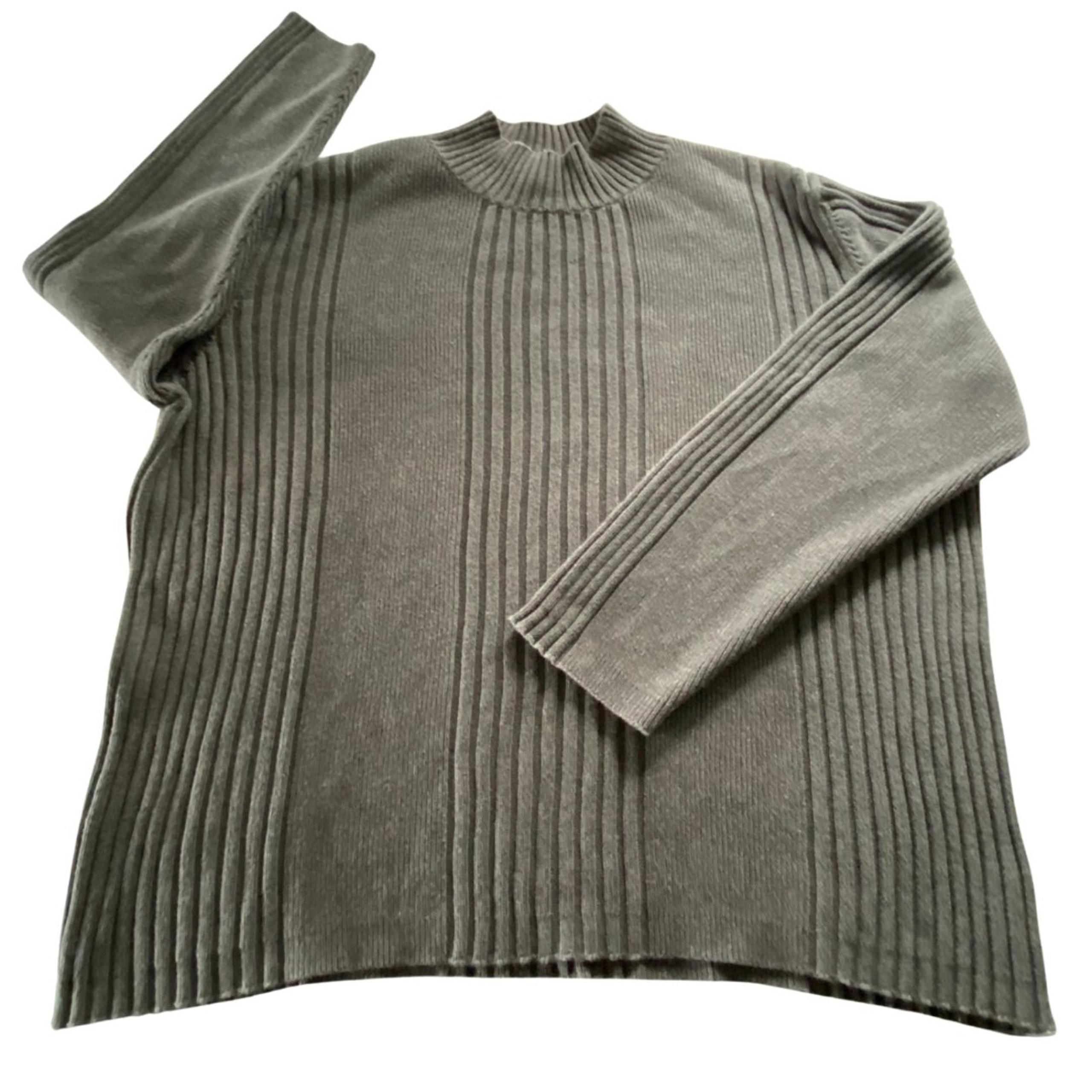 Express Women's Chunky Heavy Olive/Forest Green Ribbed Mock Neck Sweater, Sz XXL