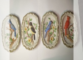 Vintage Bird Wall Plaques Set of 4