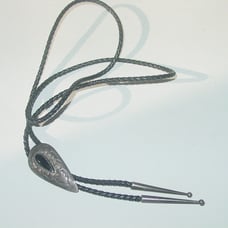 Signed LS Sterling & Black Onyx Bolo Tie Necklace
