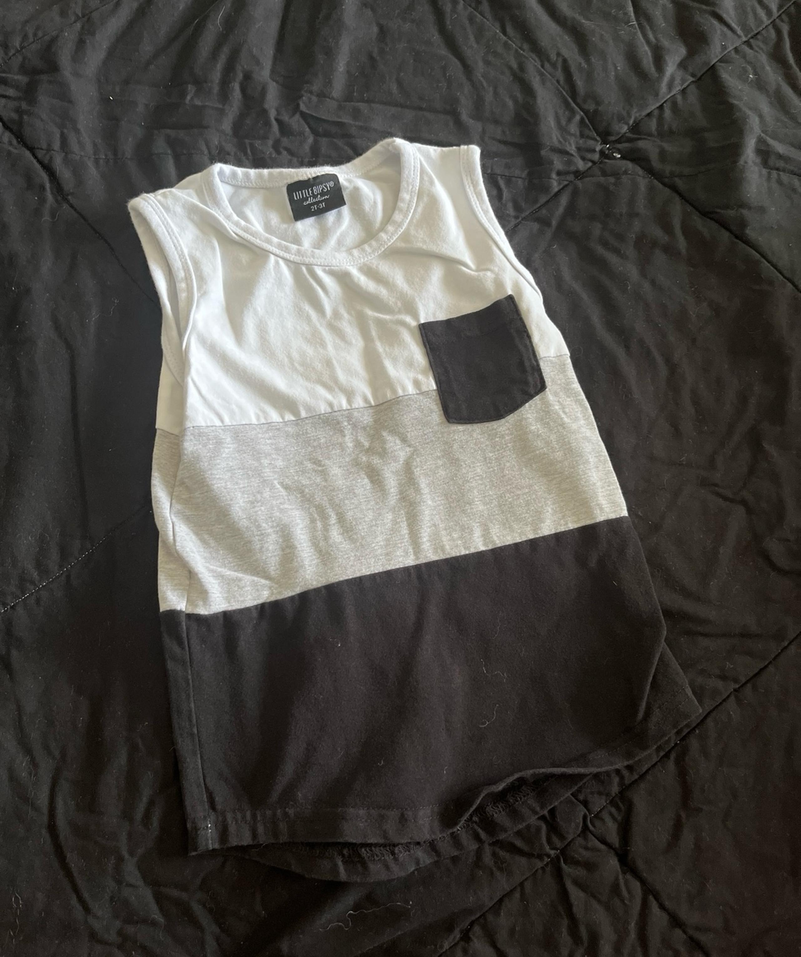 LITTLE BIPSY white/grey/black color block tank top 2T-3T