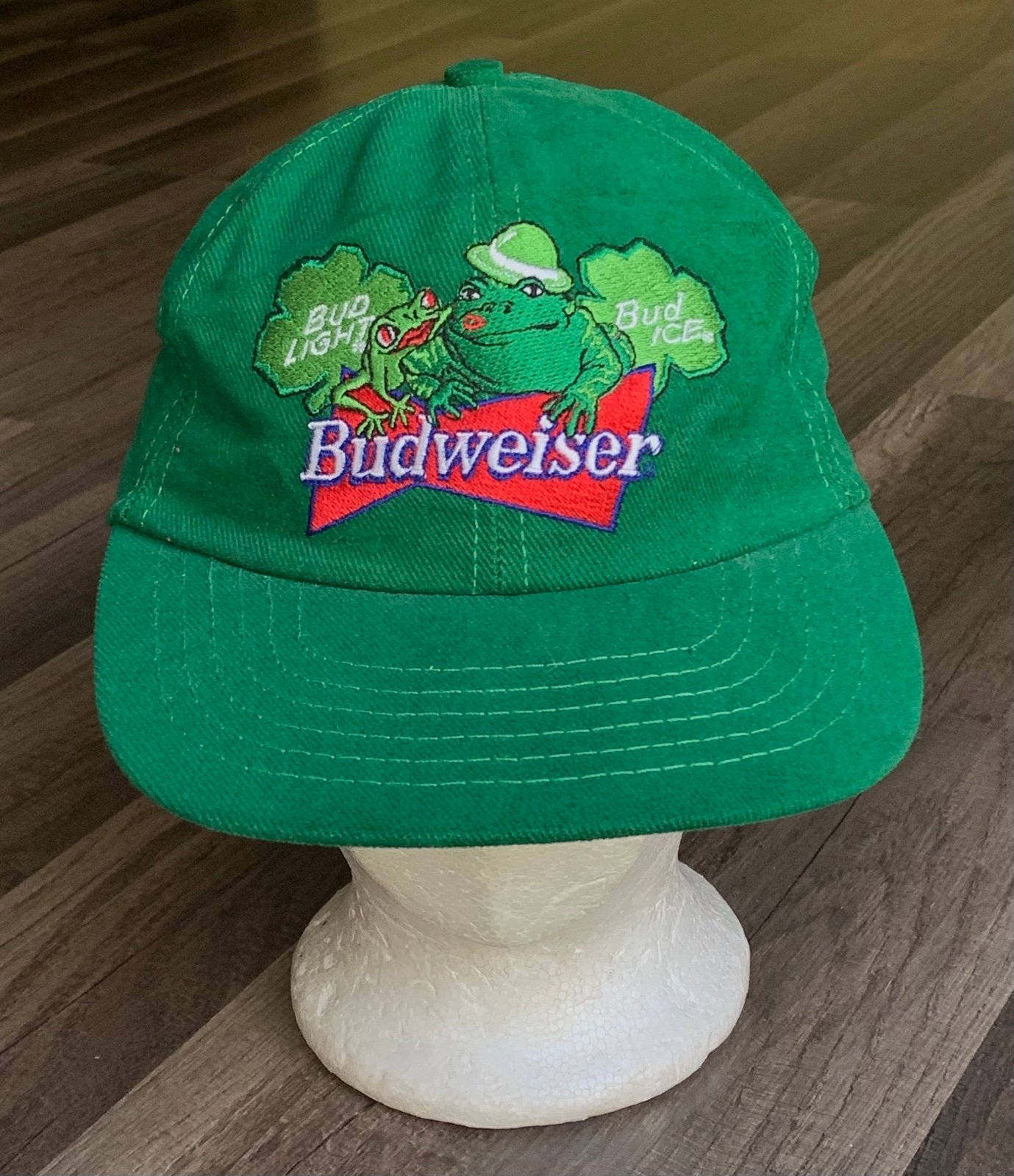 Vtg Budweiser Frogs Green Snapback Cap Hat Bud Light Ice USA 90’s EUC