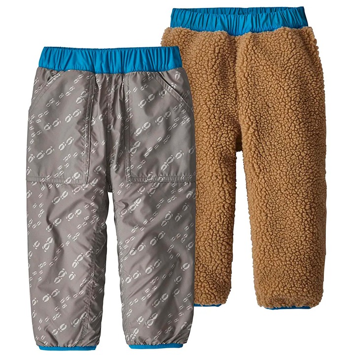 Patagonia Baby Toddler Reversible Tribbles Pants Lined Fleece Snow Grey 4T