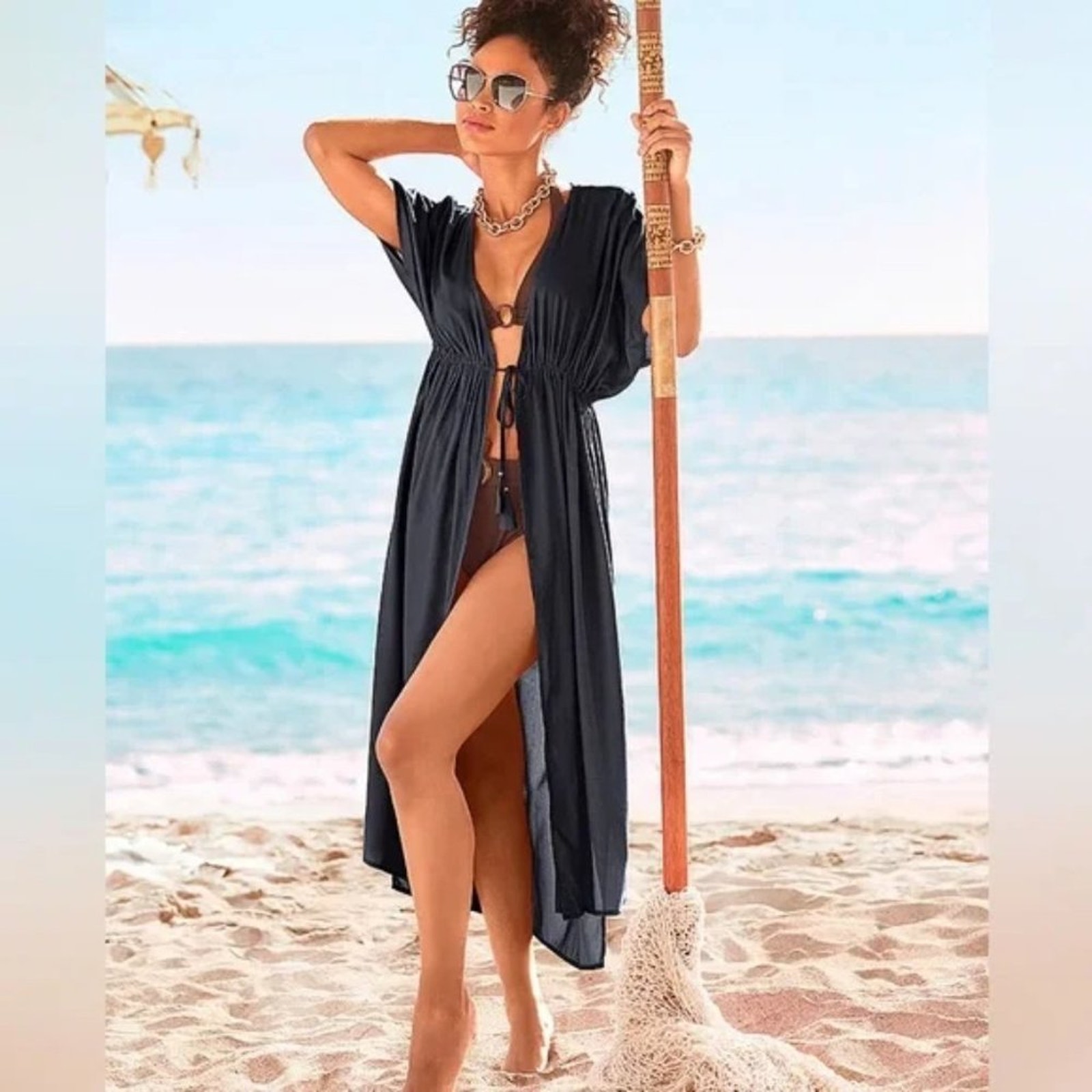 Lascana for VS Open-Front Maxi Dress Cover-Up