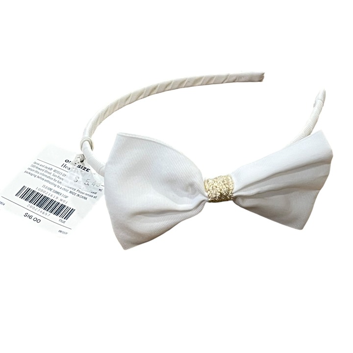 Savanna Soirie White & Gold Janie and Jack Headband With Bow Accent NWT
