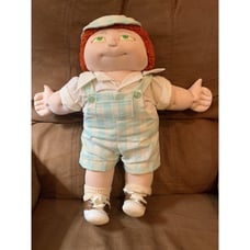 Vintage 80’s Handmade Red Hair Green Eyes Boy Doll 16.5 Inches