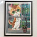 GIG Pitty Kitty Big Eye Orange Cat Framed Wall Art Painting 14x11