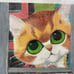 GIG Pitty Kitty Big Eye Orange Cat Framed Wall Art Painting 14x11