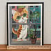 GIG Pitty Kitty Big Eye Orange Cat Framed Wall Art Painting 14x11