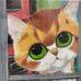 GIG Pitty Kitty Big Eye Orange Cat Framed Wall Art Painting 14x11
