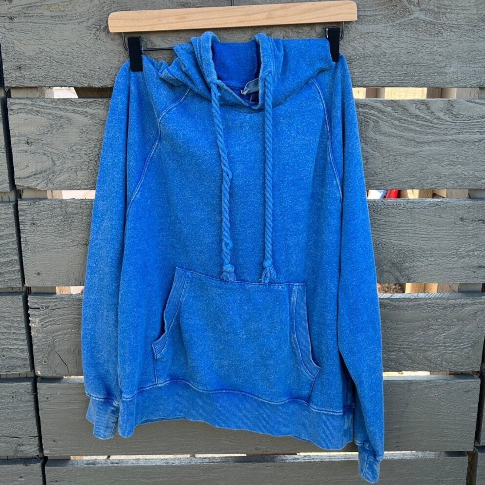 Soft vintage vibe blue women's hoodie, sz S