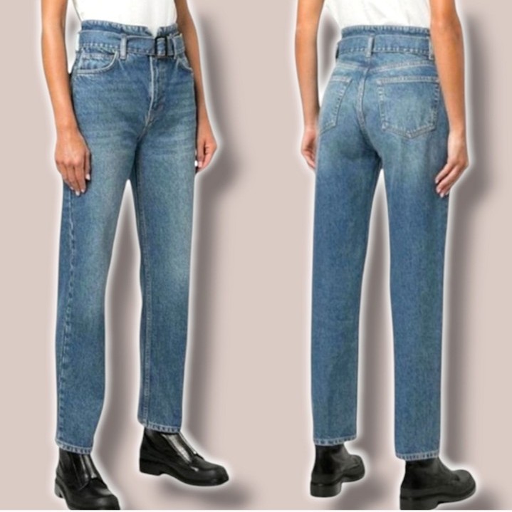 Reformation Cynthia Belted High Rise Straight Jeans 28