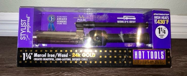 Hot Tools Pro 1 1/4 MARCEL CURLING IRON WAND 24K Gold hair care