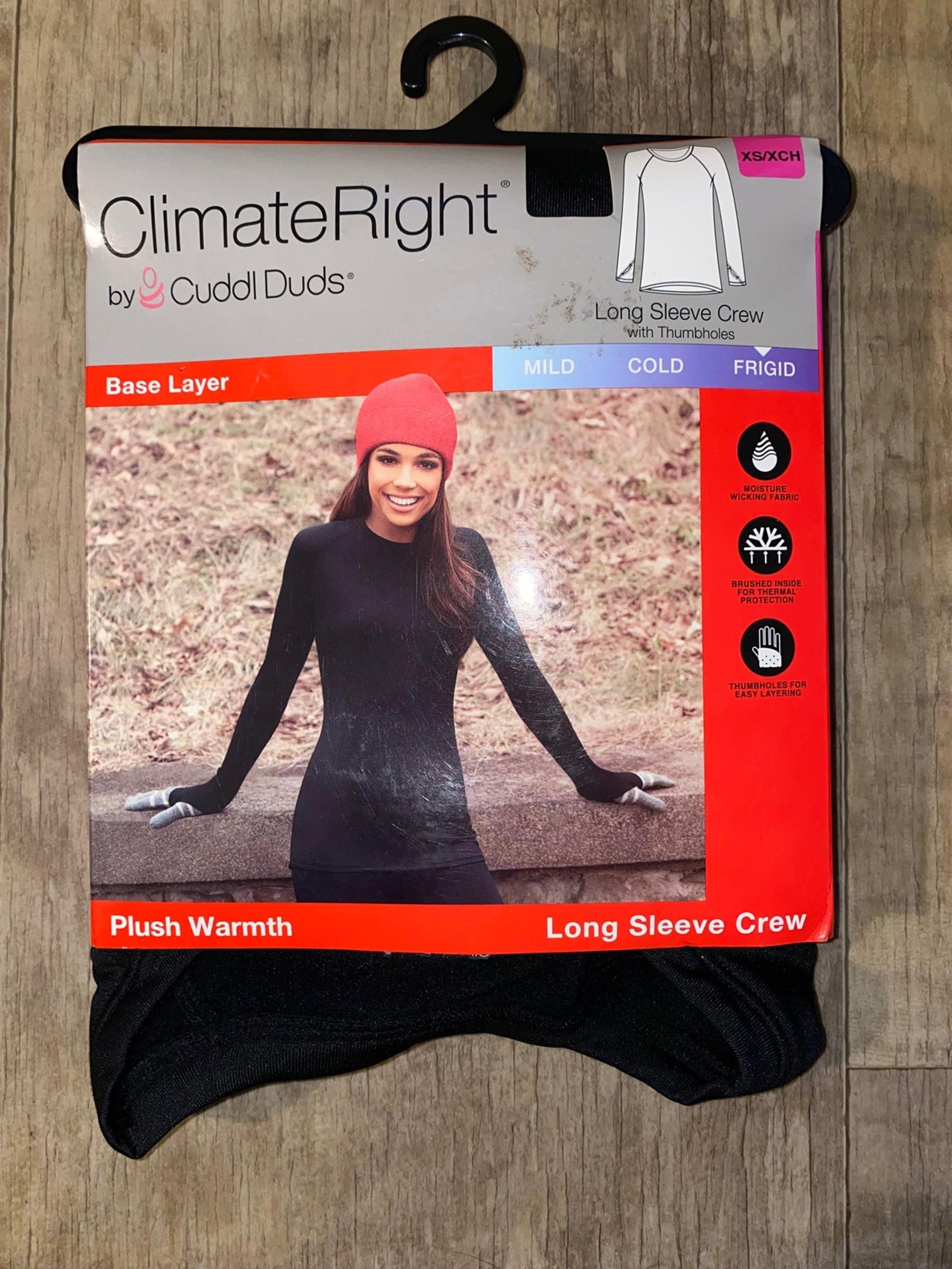 ClimateRight by Cuddl Duds Women’s Plush Warm Long Sleeve Crew with Thumbholes
