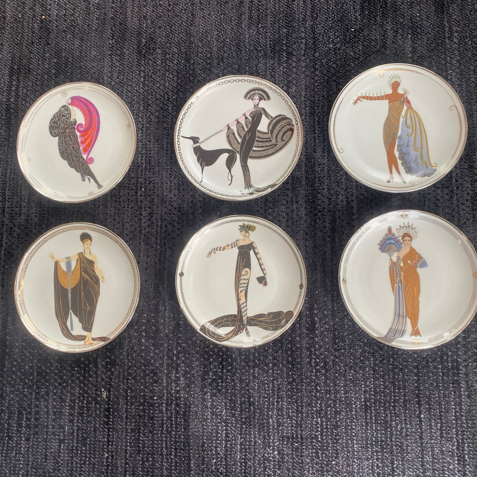 ⭐️Franklin Mint⭐️ House of Erté Set of 6 Sevenarts Porcelain Collector Plates