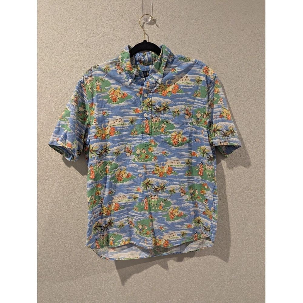 Ralph Lauren Aloha Hawaiian 1/3 Button Down Pull Over Shirt Men Size L