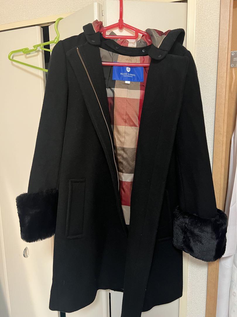 Blue Label Crestbridge Hooded Coat, Size 36, with Fur Sleeves.