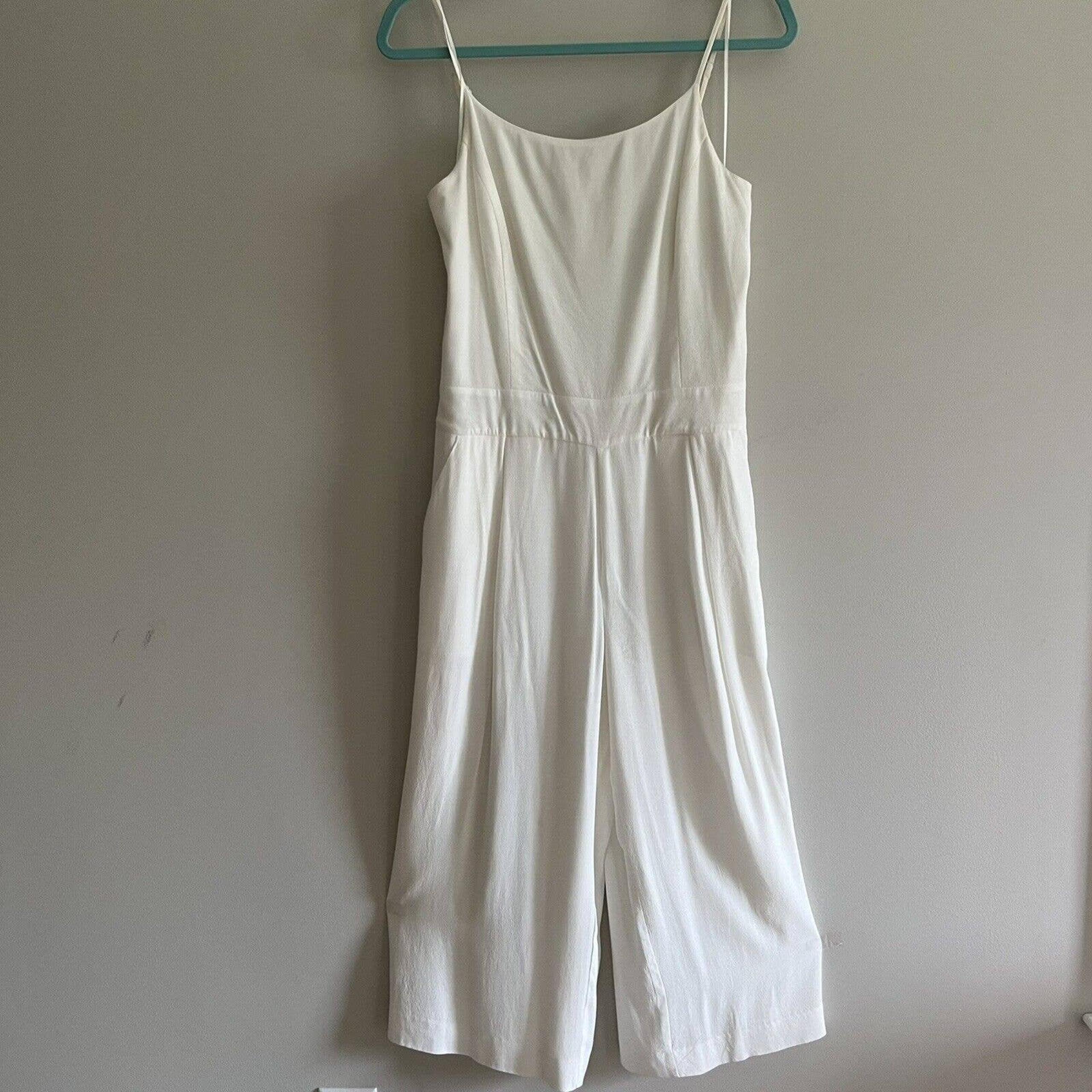 1 State Women's White Cropped Wide Leg Romper/Jump Suit Small