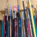 45 ASSORTED mostly VINTAGE ARTIST PAINT BRUSHES, lot