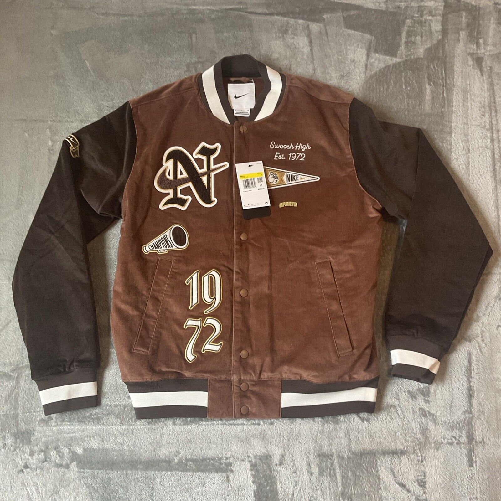 NIKE Men's SMALL Sportswear Corduroy Bomber Jacket FQ6159256 Archaeo Baroque#321