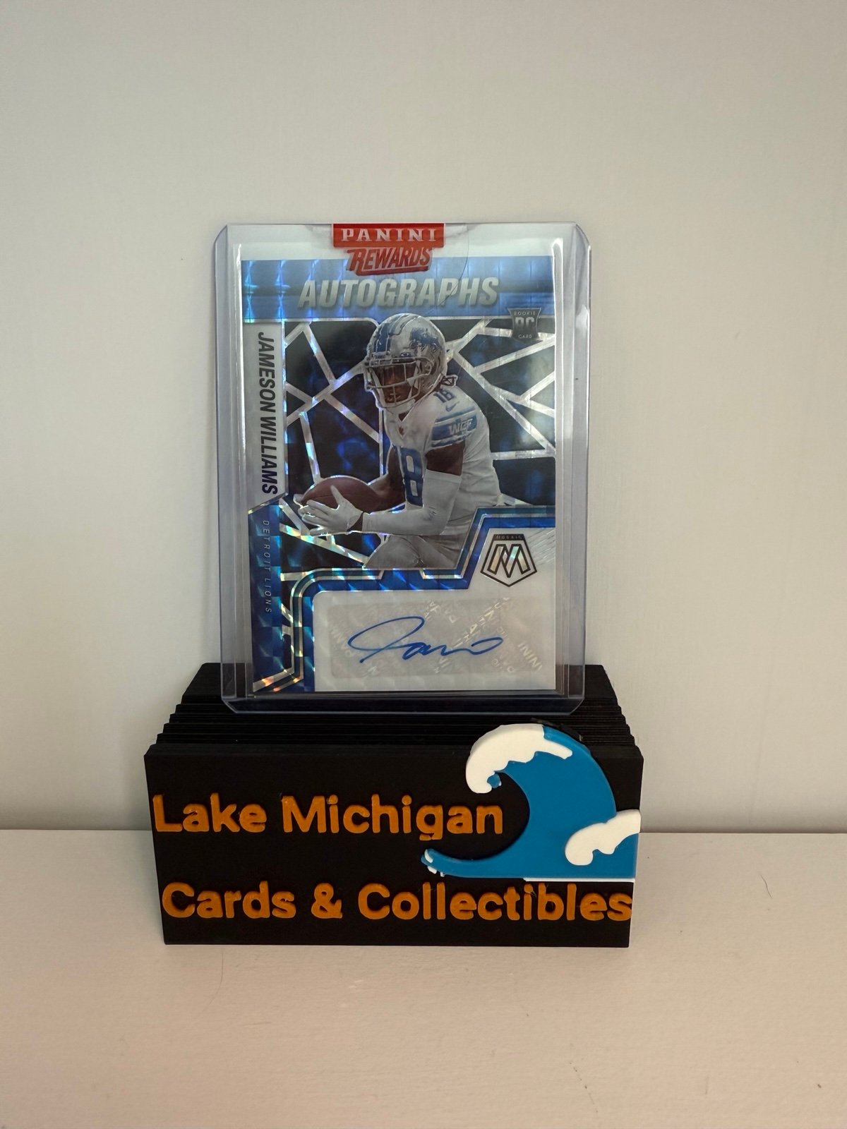 2022 Panini Mosaic Jameson Williams Blue Color Match RC AUTO /99 RAM-JW