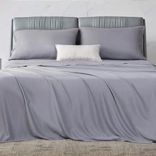 Bamboo Sheets 4 Pieces Set Deep Pocket Breathable Sheet Gray