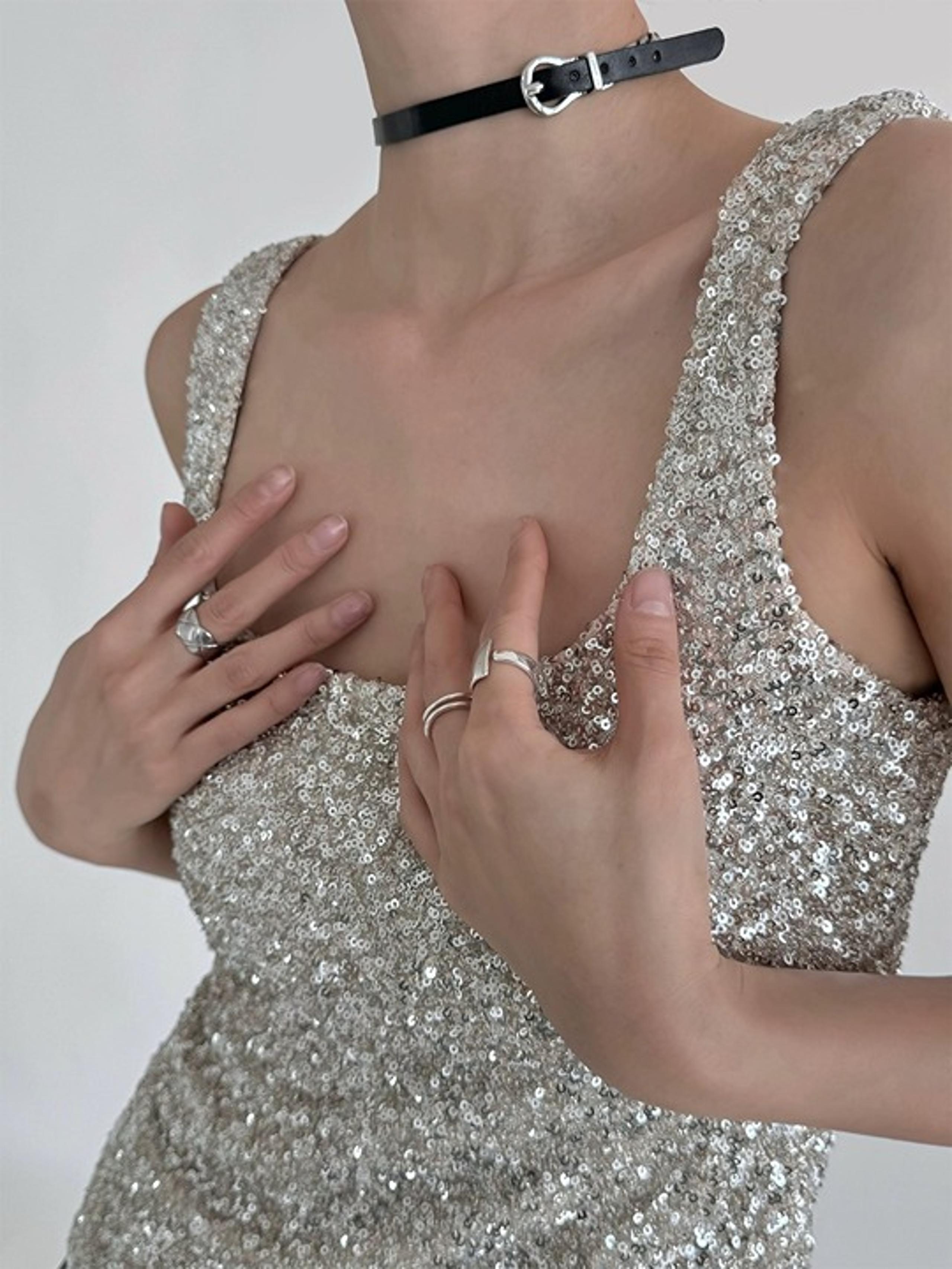 Premium Design Sequined Camisole - Color: Silver