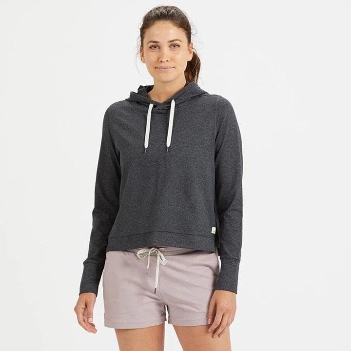 Vuori Hoodie Women Halo Essential Camo Drawstring Pale Grey Heather Small NWOT