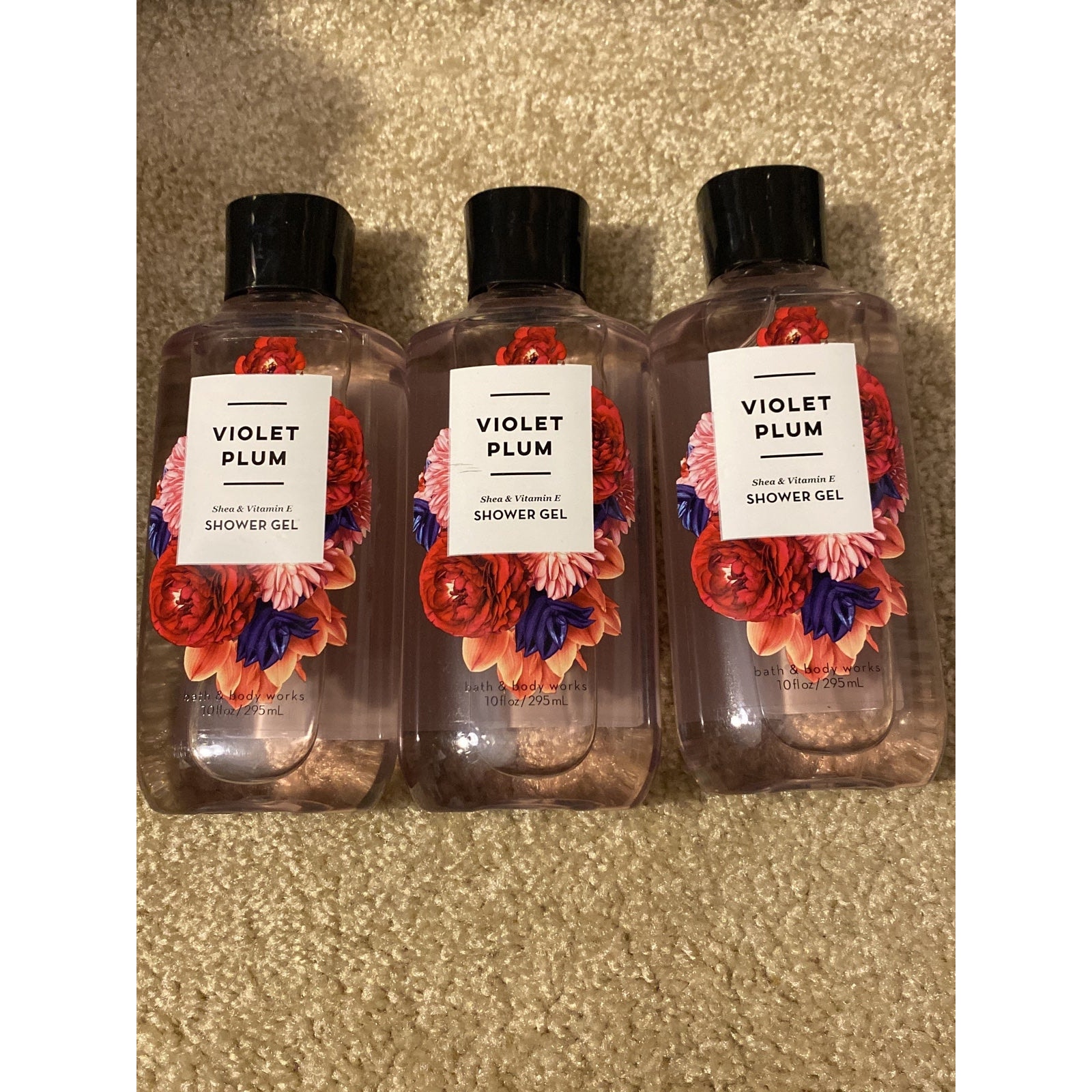 3x Bath & Body Works VIOLET PLUM Shower Gel Body Wash