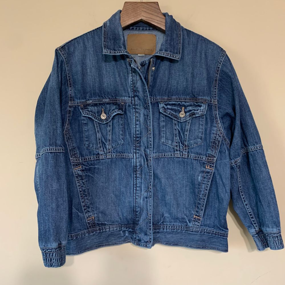 American Eagle Outfitters Denim Bomber Jacket Size Medium